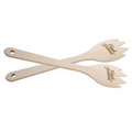 12" Wooden Serving Set -2 Forks (each Laser Engraved)